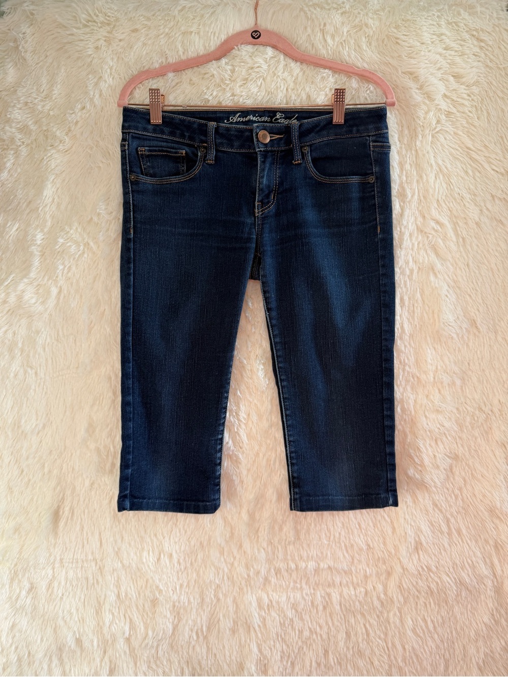 American Eagle AE Womens Low Rise Skinny Denim Capris 8 Long Dark Blue Summer